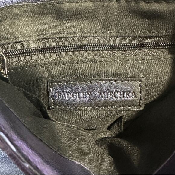 Badgley Mischka Elegant Blue Quilted Handbag With Pearl Handle wedding formal - Picture 10 of 13